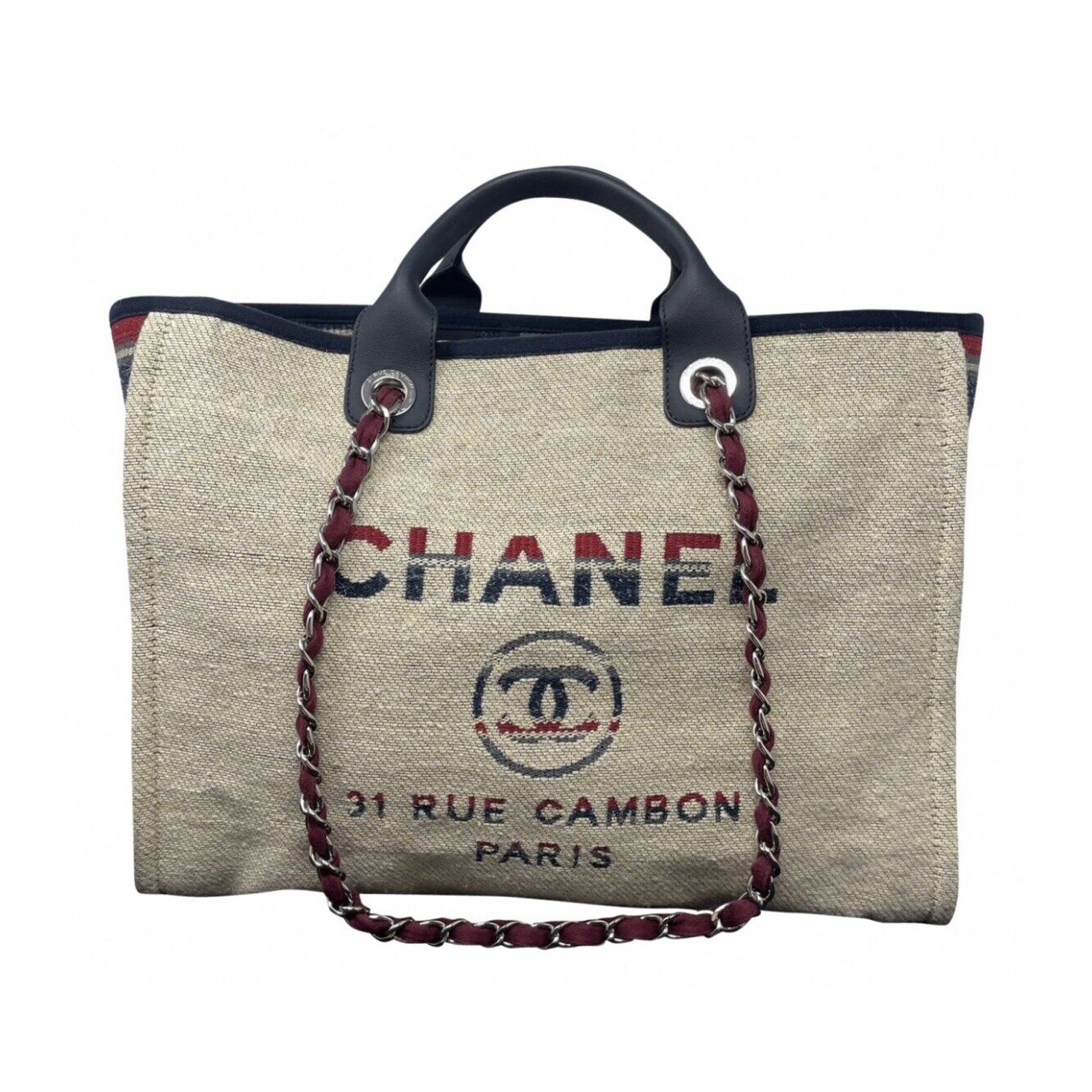 Authentic Chanel Deauville Tote Large Shopping Bag